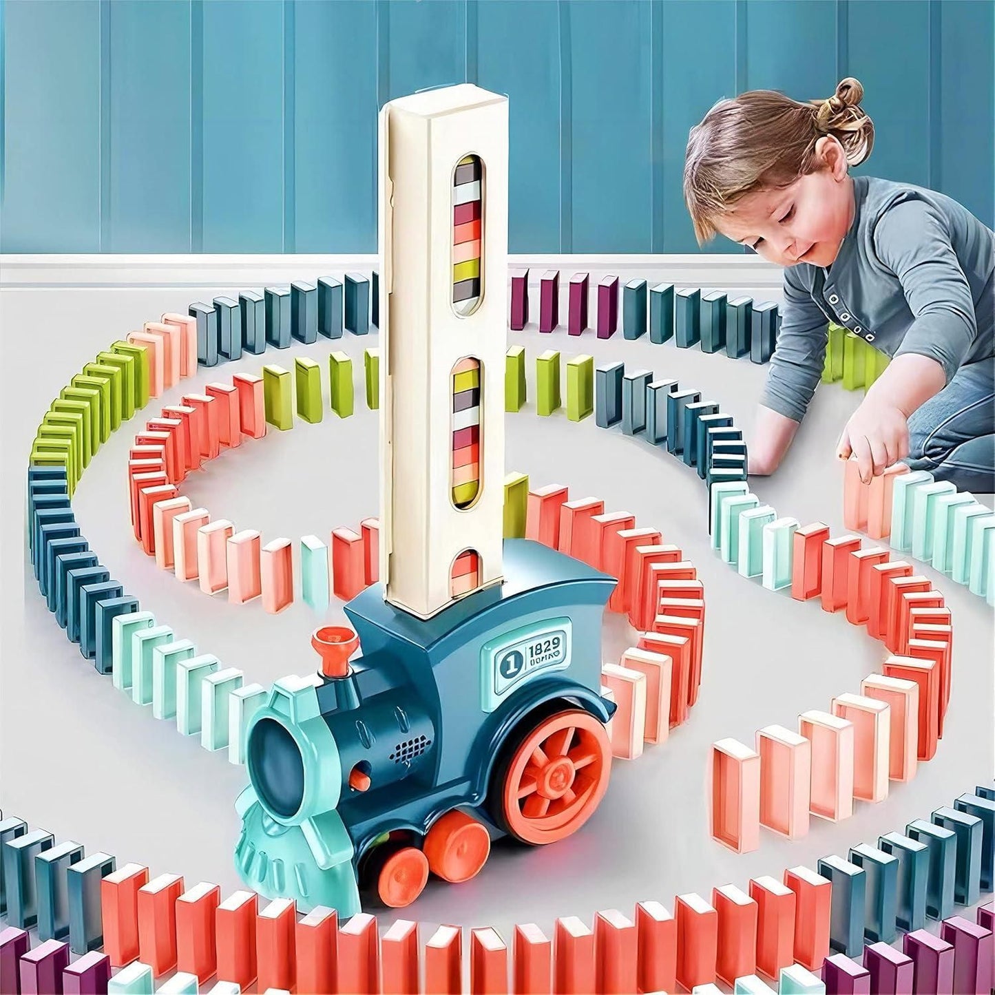 Train Toy Domino Set. BPA-Free Plastic with Sound Effects.