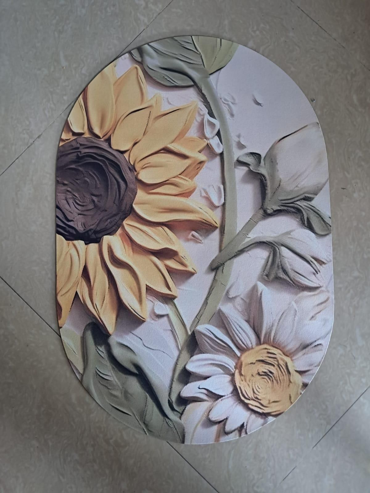 5D Flower Printed Bathroom Mat Door Mat, Rubber Non-Slip Quick Dry Rugs